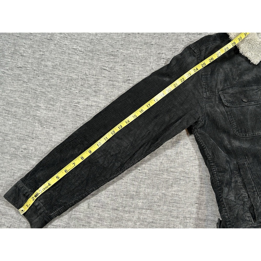 Outerknown Paz Corduroy Trucker Jacket Mens Medium Black Sherpa Cotton Hemp - Picture 11 of 15